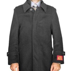 Mens Overcoat - Topcoat For Men - Winter Fabric - Dark Grey Wool / Blend Modern
